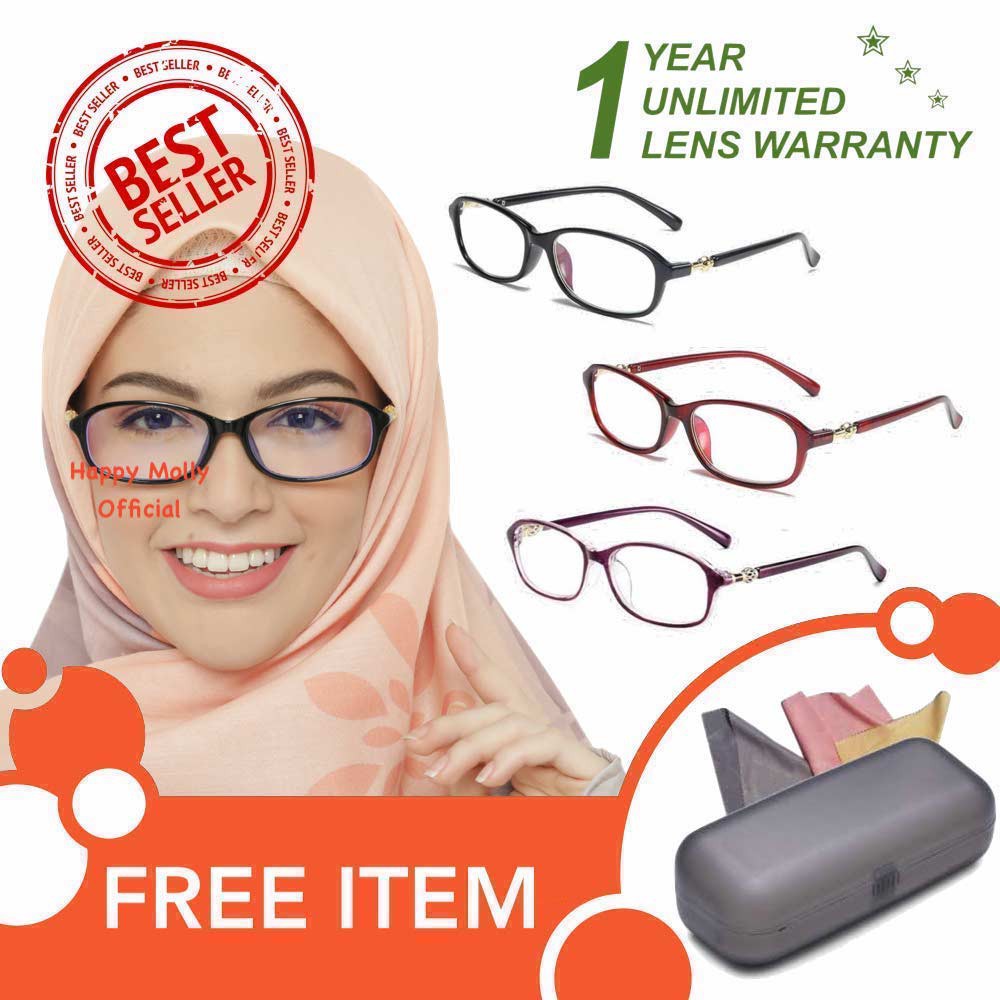 Kacamata Anti Radiasi (Design Korea) Blue Ray Lens - Wanita Hijab Korea - HM617 ( Group ) FREE Kotak