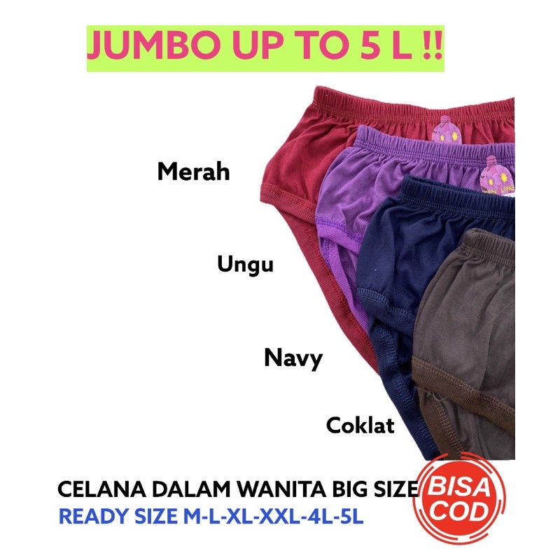 Celana Dalam Wanita Perempuan Ibu Jumbo Melar Bigsize 3L 4L 5L Kancut Sempak Cawet CD Celana Dalam Ibu Hamil Melahirkan