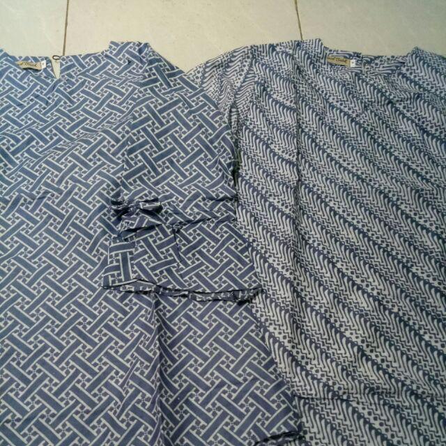 Blouse Batik Biru Putih Batik Centong Indigo Batik Anak Kuliahan Wanita Kantor