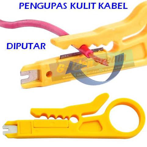 [BISA COD] Alat Kupas Kulit Kabel Putar Rotary Wire Stripping kuning