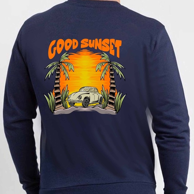 Sweater Crewneck Good sunset Pria Fleece Size M - XXL