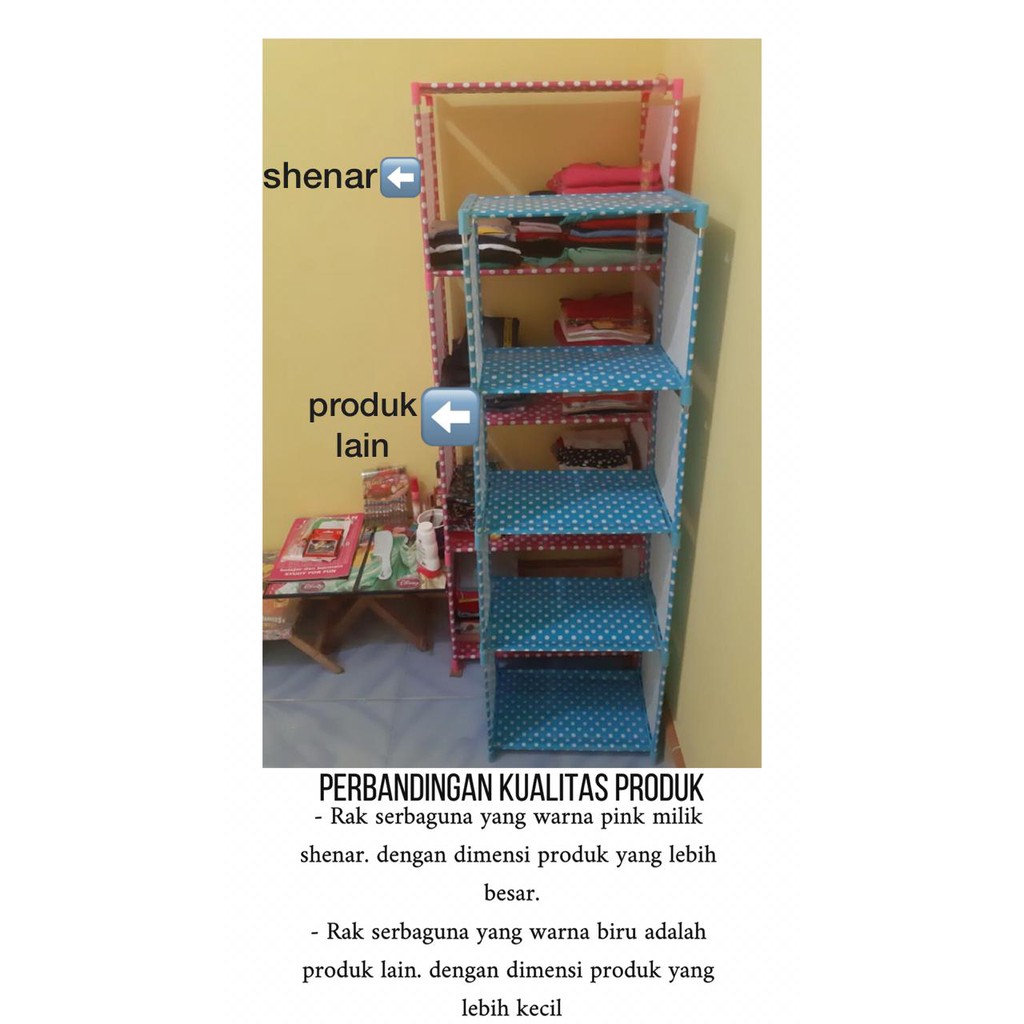 RAK BUKU PORTABLE/RAK SERBAGUNA/RAK BONGKAR PASANG/RAK MULTIFUNGSI MOTIF 1x5 (5 SUSUN)