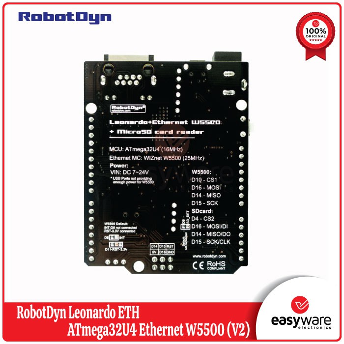 RobotDyn Leonardo ETH, ATmega32U4 Ethernet W5500 (V2) - No PoE