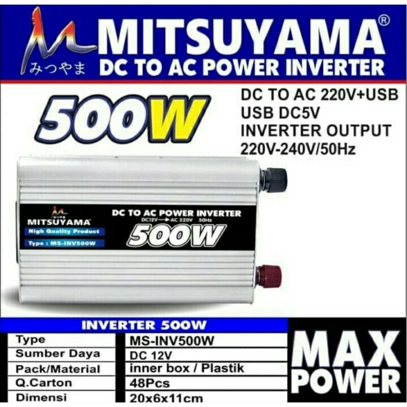 Cod Power Inverter Mitsuyama MS500 DC to AC Bayar Ditempat