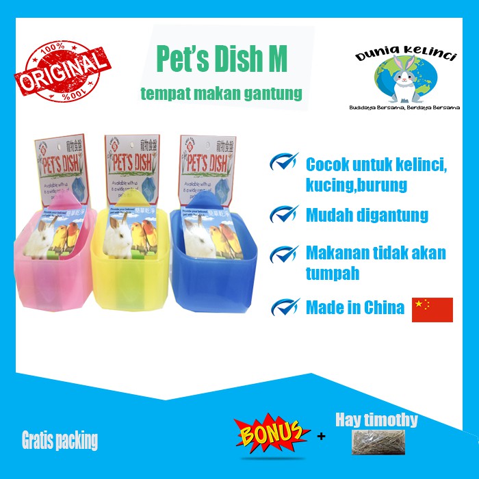 TEMPAT MAKAN GANTUNG PET DISH HEWAN PET BOWL KUCING  HAMSTER ANJING KELINCI MUSANG BURUNG HEWAN