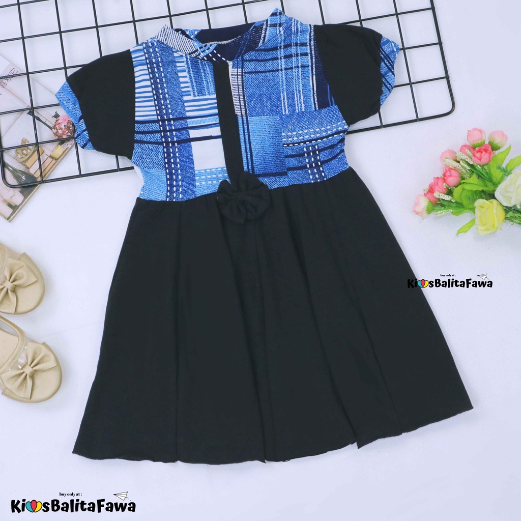 Dress Jasmine size 1-2 Tahun / Baju Pita Gaun Ballita Dres Anak Perempuan Murah Lengan Adem Grosir