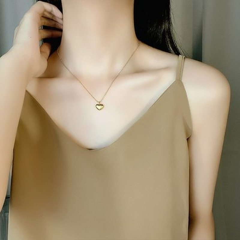 Kalung Rantai Choker Bahan Stainless Steel Warna Emas Untuk Wanita