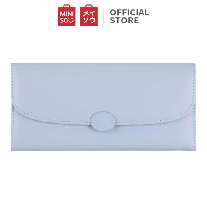 MINISO Dompet Wanita Pendek 2 Lipat Wallet Simple Elegant Lucu - Biru