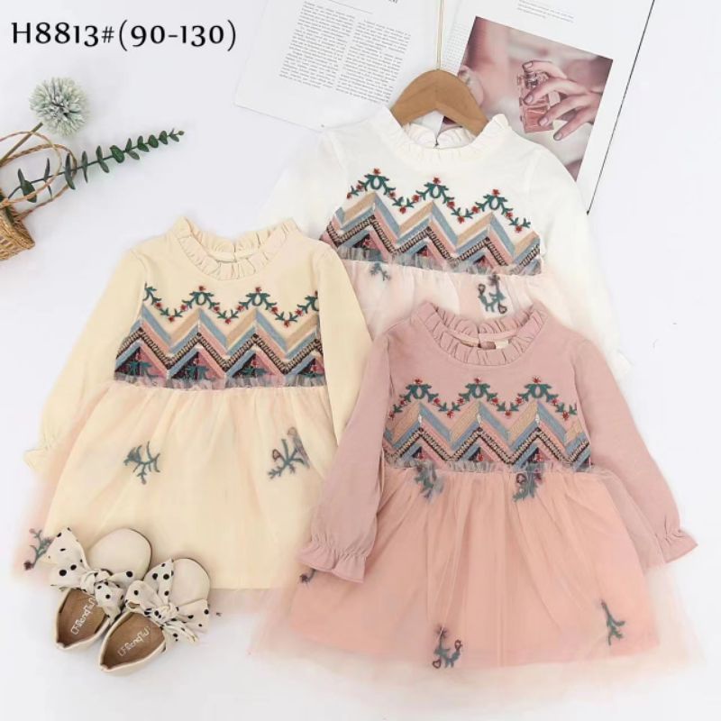 dress brokat  import anak premium