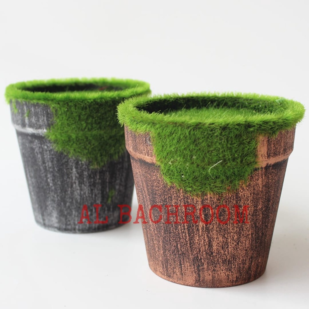 P003 POT BULAT PLASTIK BUSA LUMUT 9CM P01-2 POT BUNGA ARTIFICIAL