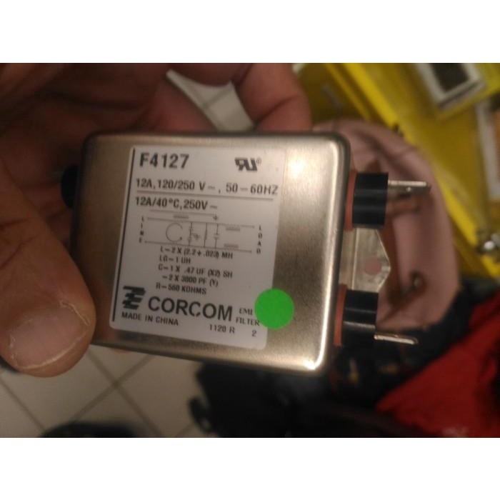CORCOM F4127 EMI NOISE FILTER 12A, 120/250V, 40 Celcius, 50-60HZ