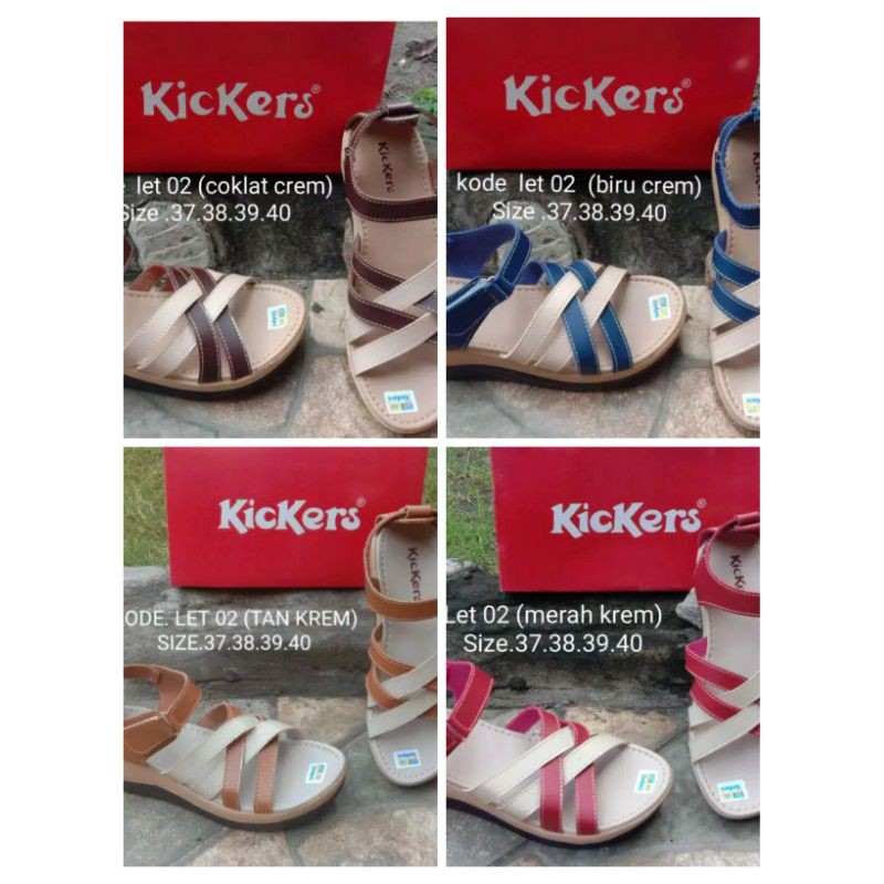 Sandal Wedges Wanita Sandal Tali Kombinasi Kickers Murah