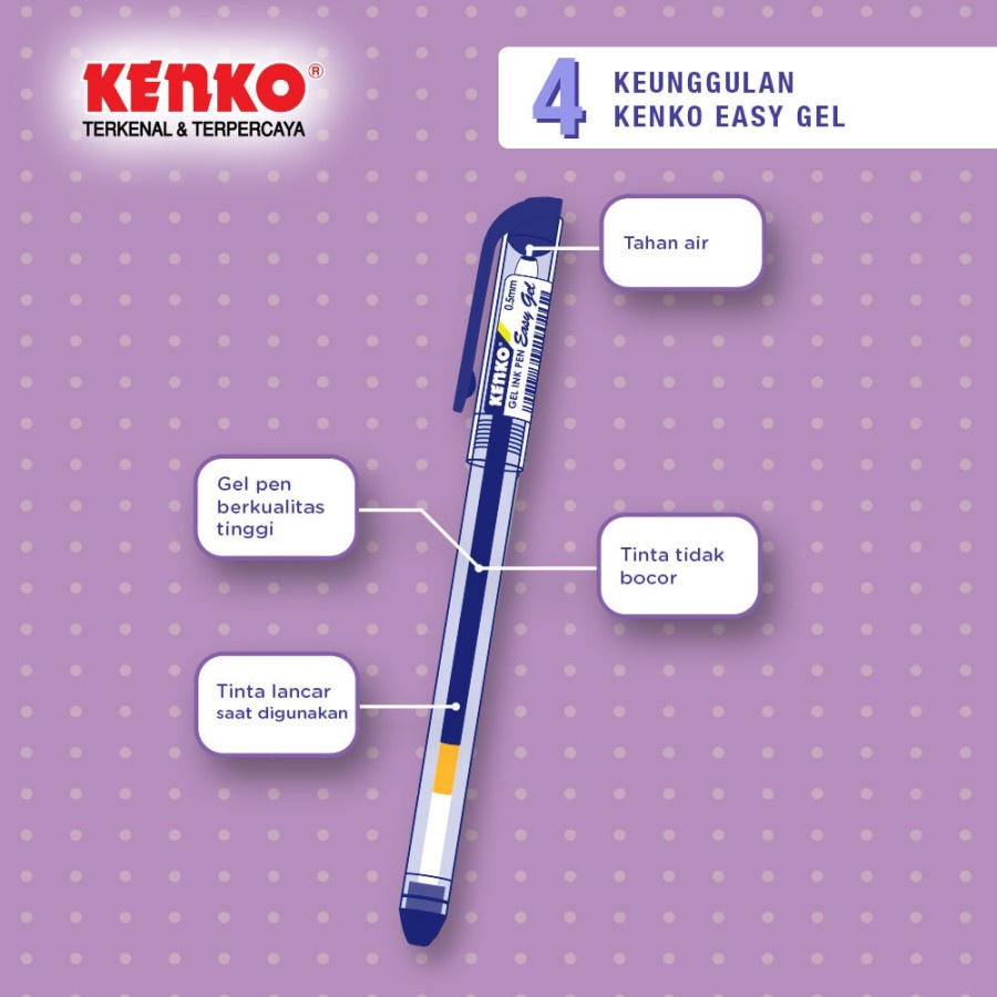 

PEN KENKO EASY GEL | PEN JEL WARNA HITAM DAN BIRU | ECER | 0,5mm