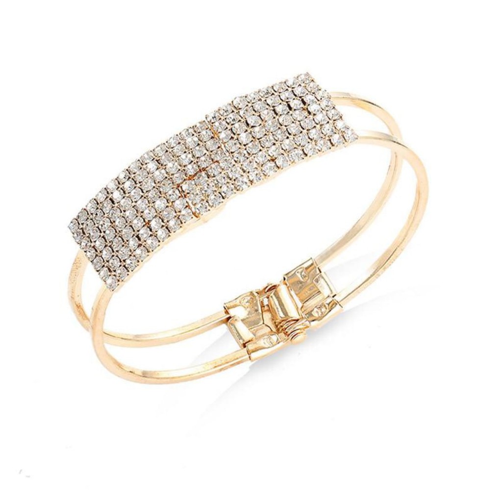 ♥TMALL88♥ New Gelang Fashion Wanita Elegan Dengan Hiasan Kristal c1 Mengkilap B15