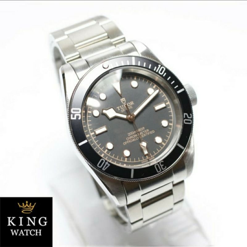 Jam Tangan Tudor Geneve Stainless Steel Silver Automatic Super + FREE BOX KAYU