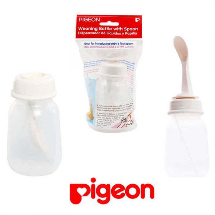 PIGEON Weaning Bottle With Spoon Food Feeder 120ml / 240 ml Botol Sendok Makan Bayi