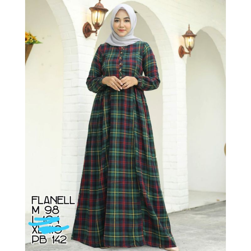 gamis cantik wanita linen dan flanel