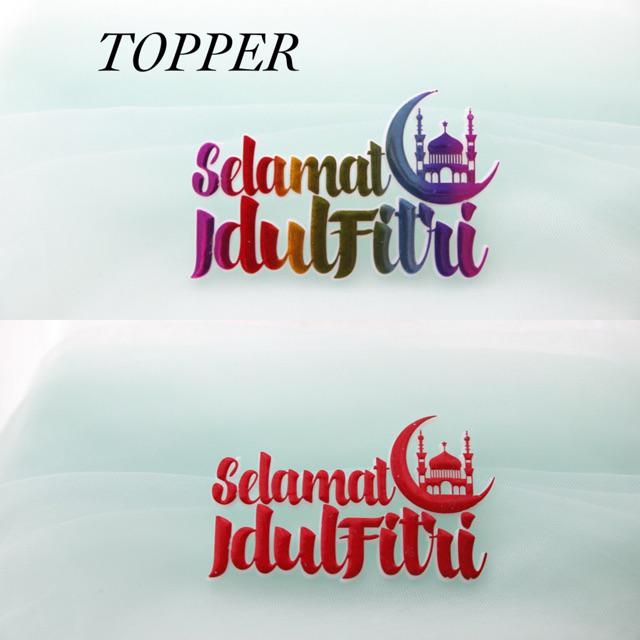 Ti-0133-b Cake Topper Tulisan Idul Fitri Lebaran Tempel Masjid Merah
