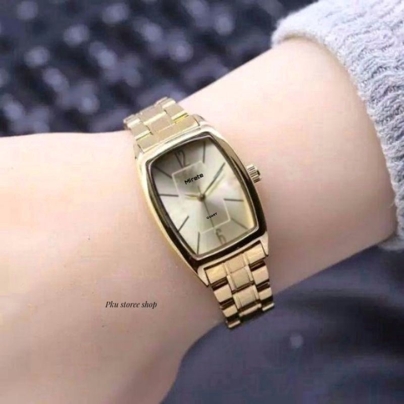 JAM CEWEK BESS SELLER!! Rantai Stainlis Stel Water Resistant  Model OVAL Jam Tangan KASUAL Wanita Mirete Original Jam Tangan cewek anti air jam tangan cewek terlaris jam tangan wanita tahan air/Water resistant jam tangan wanita murah mirete original