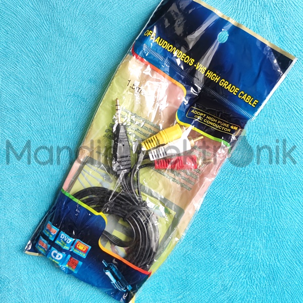 Kabel Jack 3.5mm to RCA 3 Male - Kabel RCA 3x1 1x3 - Kabel Audio 3 ke 1 - Kabel Aux