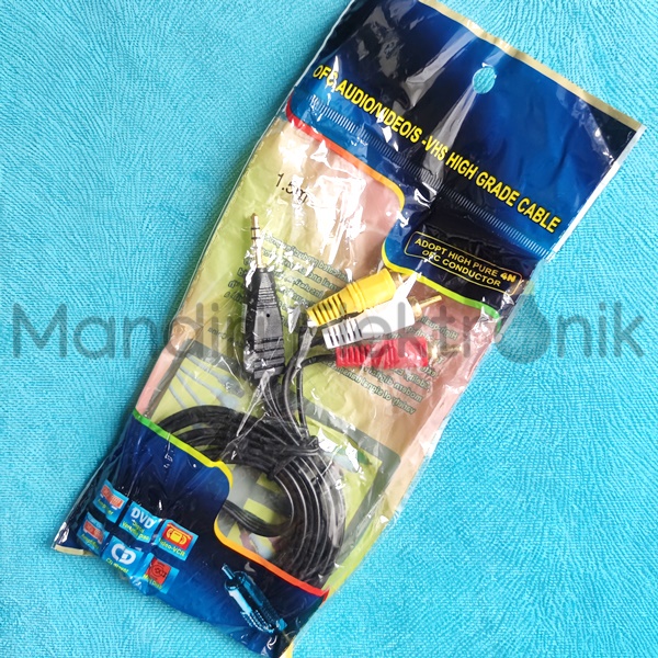 Kabel Jack 3.5mm to RCA 3 Male - Kabel RCA 3x1 1x3 - Kabel Audio 3 ke 1 - Kabel Aux