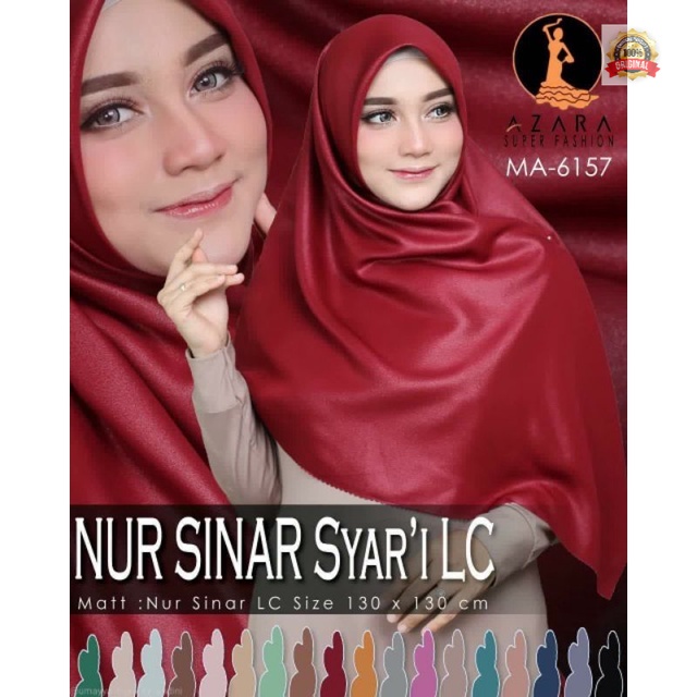 (130 x 130CM) Hijab Jilbab Segiempat Nur Sinar Syari Azara Original