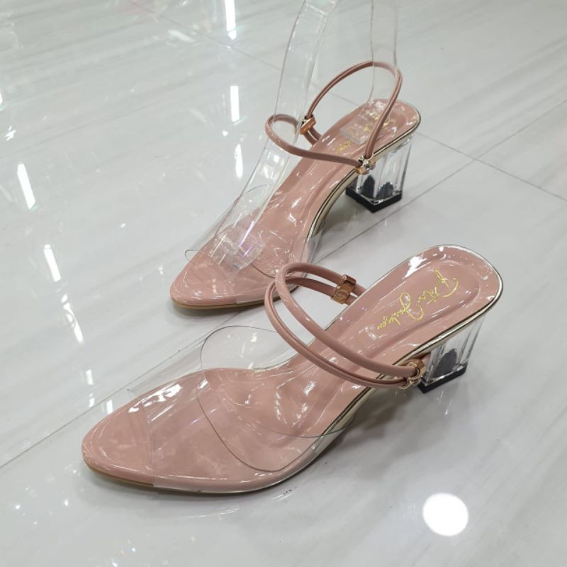 sendal sepatu wanita hak kaca ,biaa dijadiin 2tali merk PETER JACKSON