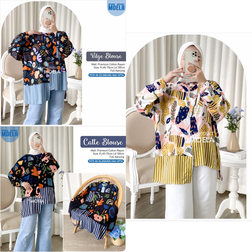 ORIGINAL MOELA BLOUSE ld 130cm allsize JUMBO VILGE CALTE NELIA OOTD premium cotton rayon asimetris k