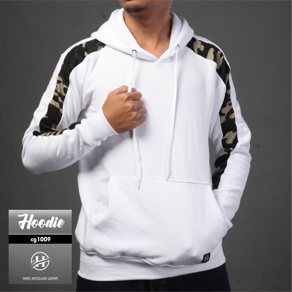 sweater hoodie cewek cowok motif distro HMS sweatshirt distro putih army sleeve kode art CG1009