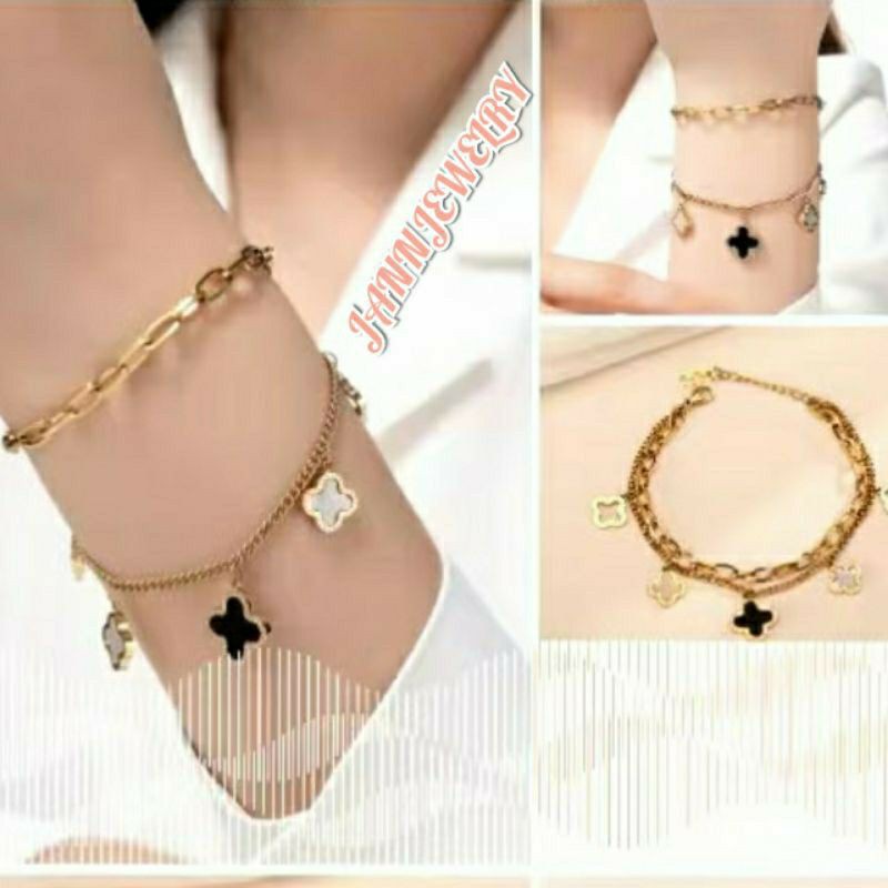 Gelang tangan rantai korea titanium anti karat selamanya uk 6cm GRT-15