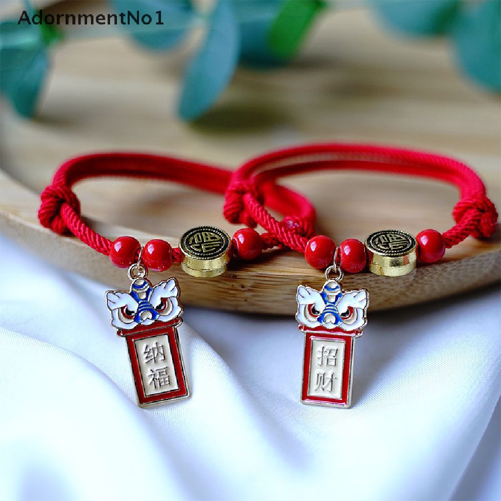 (AdornmentNo1) 2022 Gelang Tangan Tali Merah Handmade Aksen Liontin Macan Untuk Tahun Baru Cina / Imlek