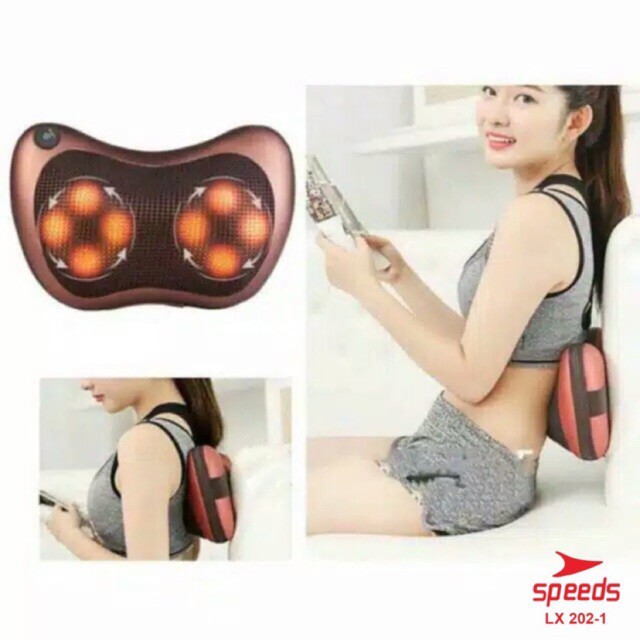 Massager Bantal pijat massage pillow mobil Bantal Pijat Leher Punggung Portable 2 Button 1 Tombol 202 RUOKEY Alat Pijit Shiatsu 8 Roller