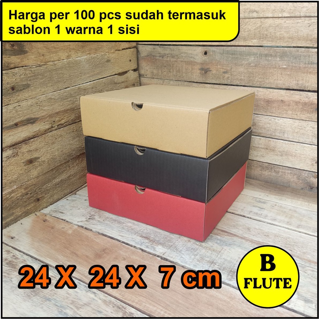 

100 pcs BOX PIZZA 24X24X7 cm + SABLON 1 WARNA 1 SISI