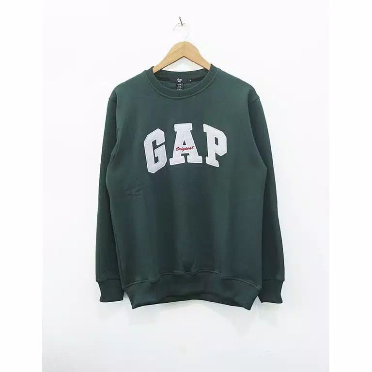 SWEATER CREWNECK GAP HIJAU LOGO TEXS FULL BORDIR PREMIUM UNISEX