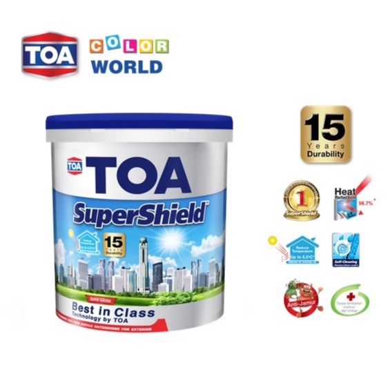 SUPERSHIELD SEMIGLOSS TOA PAINT INDONESIA CAT TEMBOK EXTERIOR - 2,5, BASE A