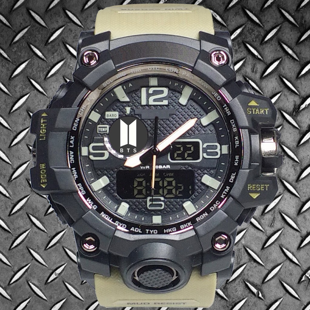 (Istimewa Bossque) Jam Kpop BTS Double Time Tali Cream (Exclusive)