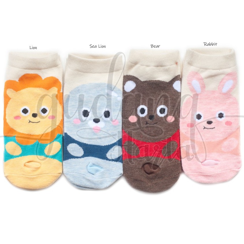 Kaos Kaki Wanita Pendek Udel Hewan Lion Singa Kelinci Rabbit Beruang Lucu Socks GH 103205