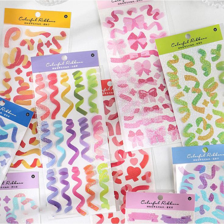

[SCRIBBLE_ID] 1Pc COLORFUL CONFETTI RIBBONS Glitter Stiker Hias Deco Jurnal Scrapbook Planner S0039