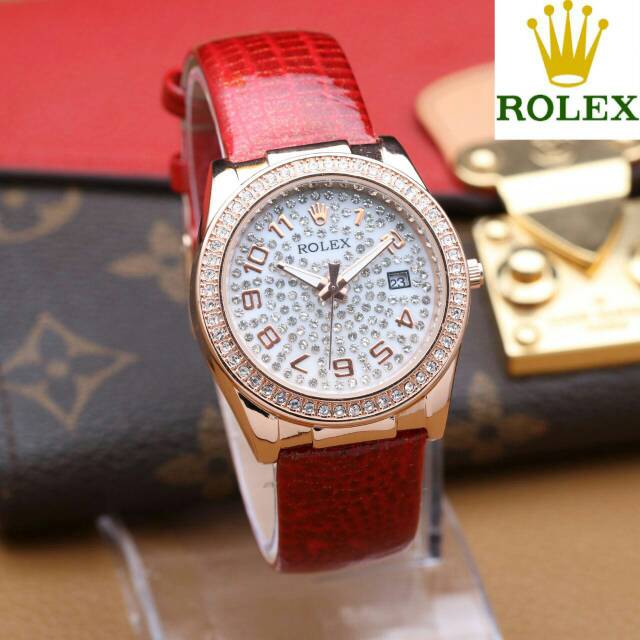 JAM TANGAN CEWEK/WANITA ROLEX DIAMOND KW SUPER KULIT TERBARU ANTI AIR ELEGANT HARGA BETSAHABAT....
