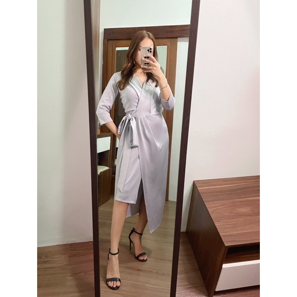Cora Midi Dress - Silver (At Vezzo)