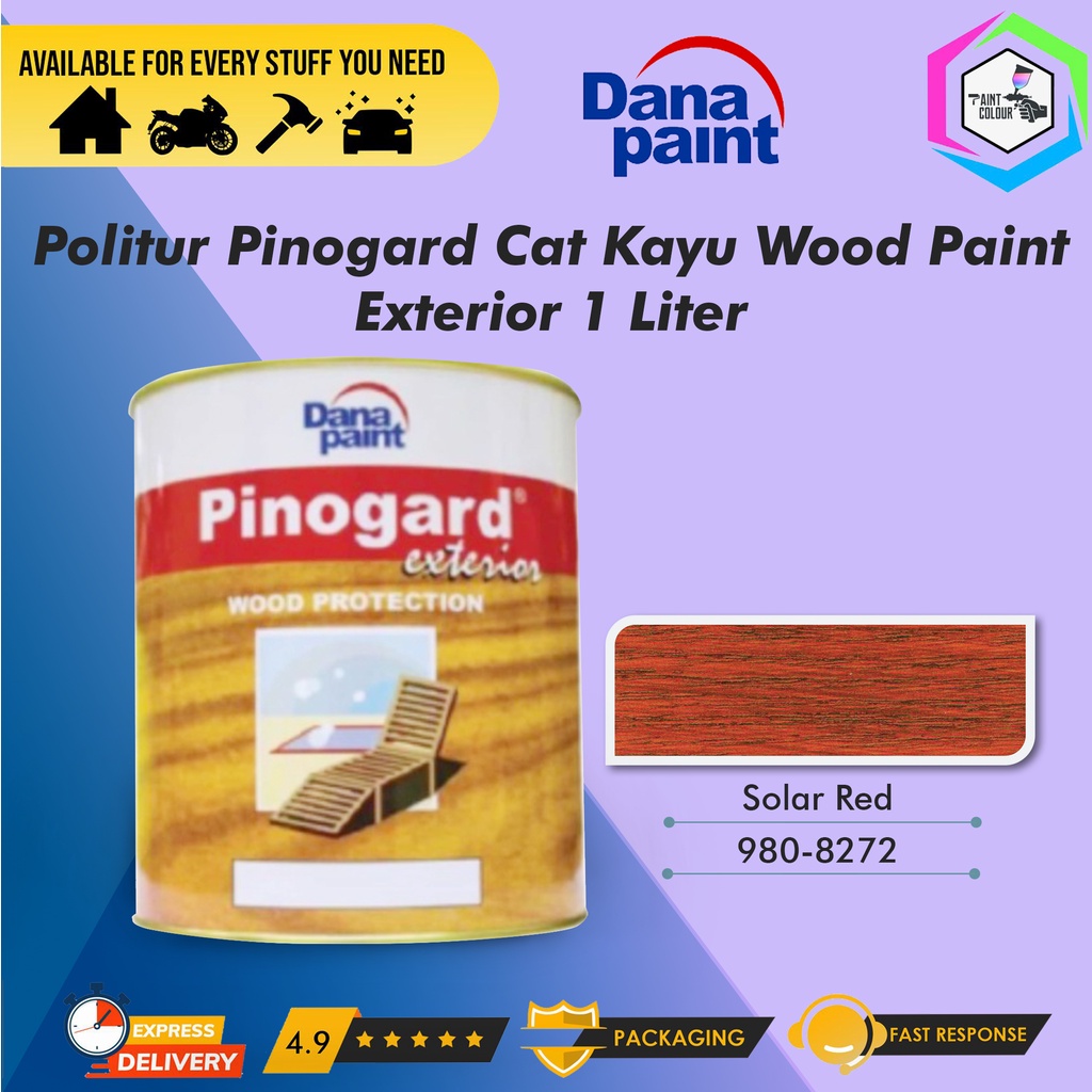 Politur Pinogard Cat Kayu Wood Paint Exterior 1 Liter - Solar Red