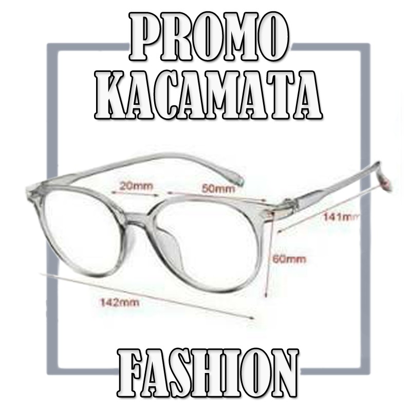 Kacamata Transparan Fashion Wanita pria Frame Oval Bulat Sunglasses Lens Transparan Kaca mata bening