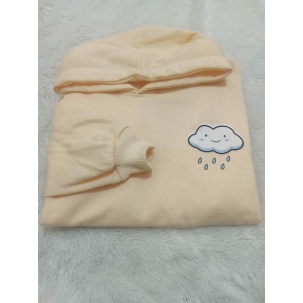Sweater Hoodie Wanita Kekinian Korea Cloud Rain Sweter bahan fleece tebal-YELOW CREAM