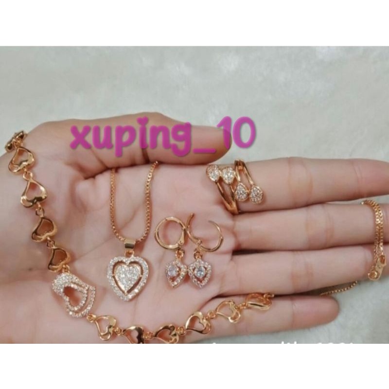 perhiasan xuping mewah satu set lapis mas 24 karat