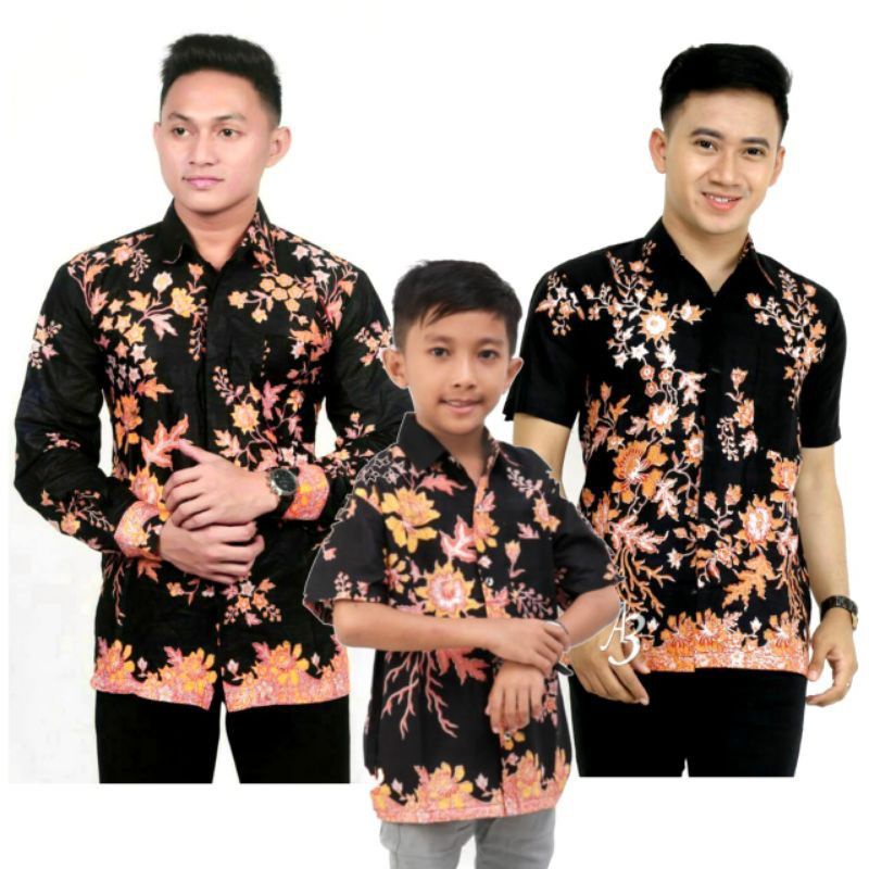 Couple Batik Ayah  Dan Anak Laki Laki - Kemeja Batik Ayah Dan Anak Lengan Pendek - Couple Ayah Anak