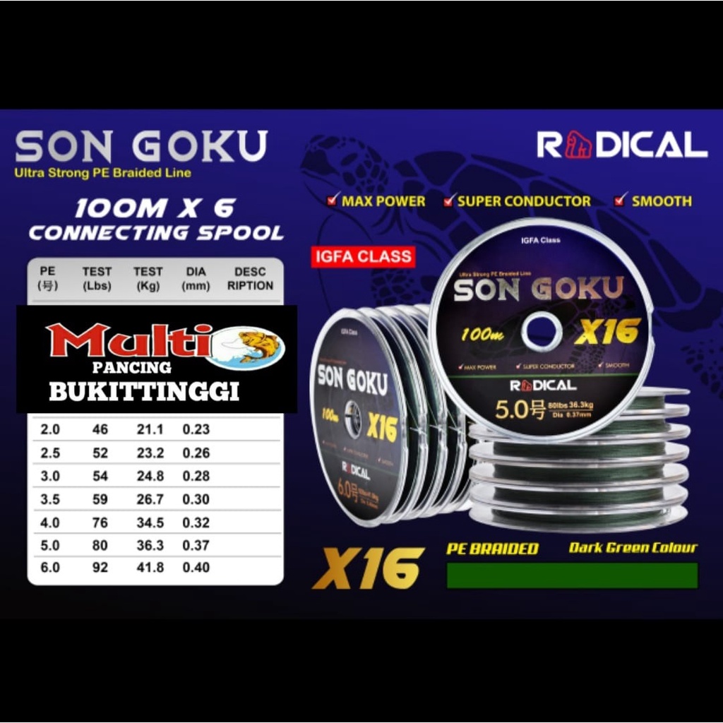 senar pe X16 radical son goku X16 100M