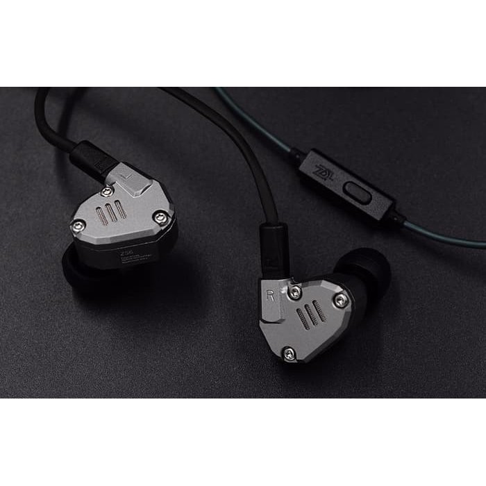 KZ ZS6 WITH MIC KNOWLEDGE ZENITH EARPHONE 4 QUAD DRIVER HEADSET IEM KZ-ZS6