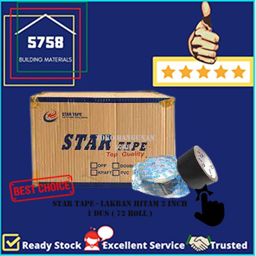 

STAR Lakban Tape Isolasi Solasi Besar Kain Hitam 2 Inch x 4.5cm per Dus isi 72