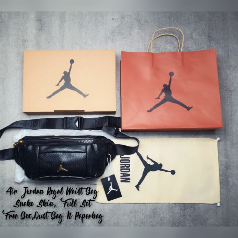 Waist Bag Air Crossbody Tas Pinggang Pria Black Glod Fullset Free Box, Paperbag, Dustbag