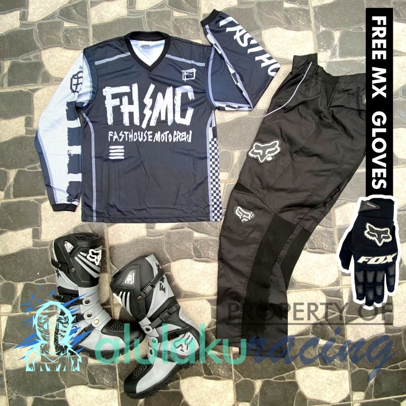 Jersey, Celana, Sarung Tangan &amp; Sepatu SV Fullset MX Trail Motocross - Paket Bundling FHCTSV020117-F41